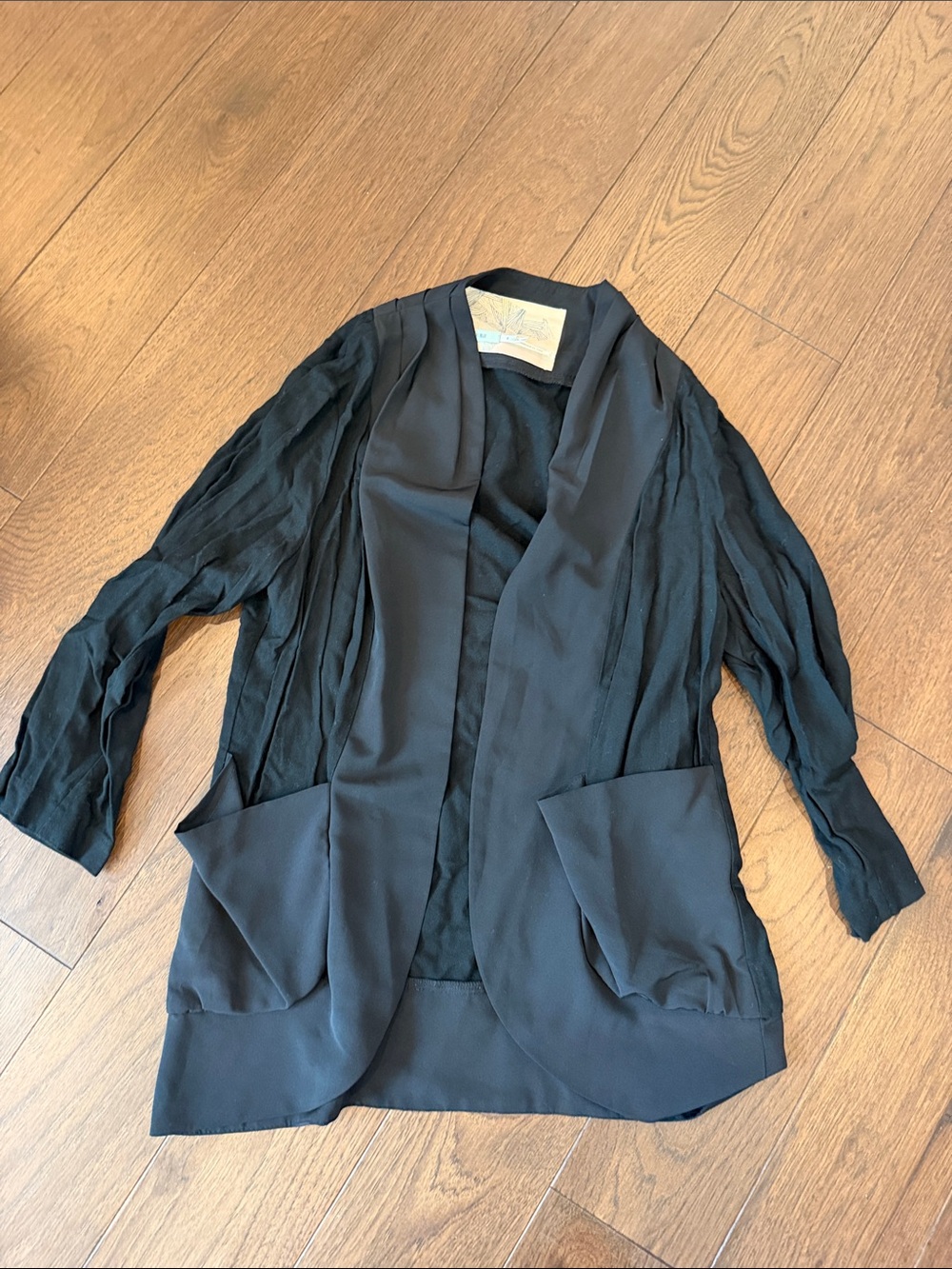 Kimchi Blue Black Draped Open-Front Blazer with Pockets Size Small - C54-160